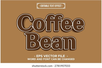 Coffee Bean Classic Brown 3D Editable Text Effect EPS Vector