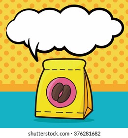coffee bean color doodle, speech bubble