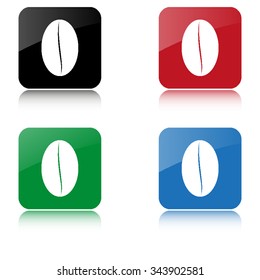 Coffee bean  - color vector icon  with shadow