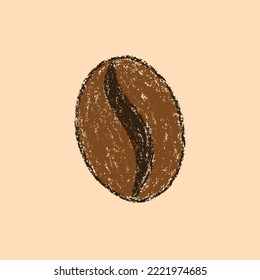 Coffee Bean crayon style illustration, grunge coffee bean logo