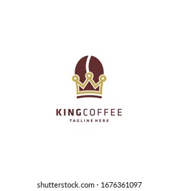 Coffee bean crown design logo design. Vector illustration.