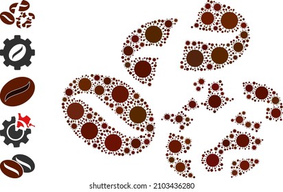 Coffee bean crush mosaic icon. Vector collage constructed of scattered coronavirus icons. Bacilla collage coffee bean crush icon and more icons. Coffee bean crush collage for pandemic templates.