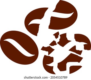 Coffee bean crush vector illustration. Flat illustration iconic design of coffee bean crush, isolated on a white background.