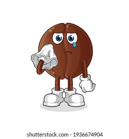 llanto de grano de café con un carácter tisular. vector de mascota de dibujos animados