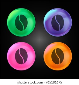 Coffee bean crystal ball design icon in green - blue - pink and orange.