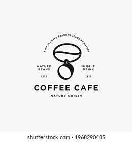 Coffee bean with cup aesthetic logo label design concept. Vector illustration
