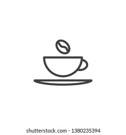 Coffee bean and coffee cup line icon. linear style sign for mobile concept and web design. Cup of coffee outline vector icon. Symbol, logo illustration. Pixel perfect vector graphics