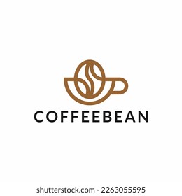 Coffee Bean with Cup Logo Design, brand identity logos vector, modern logo, Logo Designs Vector Illustration Template