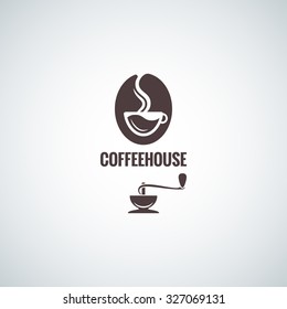 Coffee Bean With Cup Logo Design Background