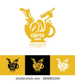 coffee bean and coffee cup logo template for restaurant and cafe brands. design vector.