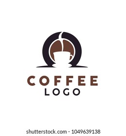 Coffee Bean Cup Mug with Smoke for Cafe Shop Bar Barista logo design 