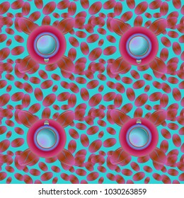 Coffee bean and cup seamless pattern background. Coffees seeds texture.