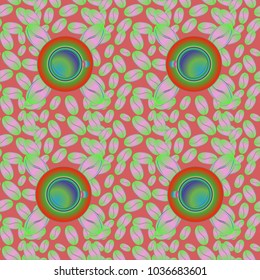 Coffee bean and cup seamless pattern background. Coffees seeds texture.