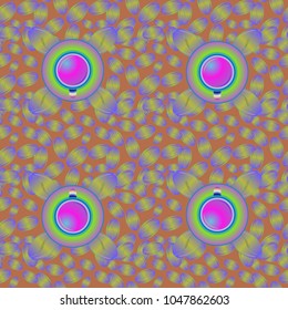 Coffee bean and cup seamless pattern background. Coffees seeds texture.