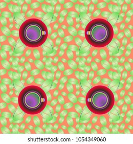 Coffee bean and cup seamless pattern background. Coffees seeds texture.