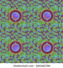 Coffee bean and cup seamless pattern background. Coffees seeds texture.