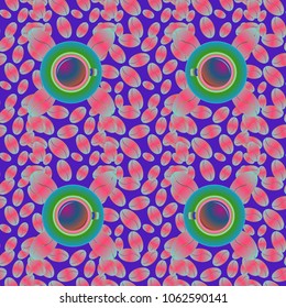 Coffee bean and cup seamless pattern background. Coffees seeds texture.