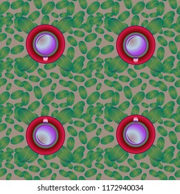 Coffee bean and cup seamless pattern background. Coffees seeds texture.