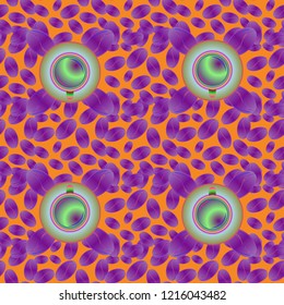 Coffee bean and cup seamless pattern background. Coffees seeds texture.
