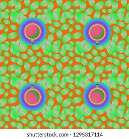 Coffee bean and cup seamless pattern background. Coffees seeds texture.