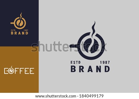 Coffee bean with cup, suitable for coffee shop logo or product brand identity.