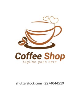 Kaffeebohne mit Tasse, geeignet für Kaffee und Tee-Shop.