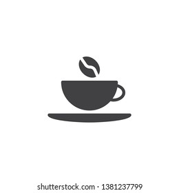 Coffee bean and coffee cup vector icon. filled flat sign for mobile concept and web design. Cup of coffee glyph icon. Symbol, logo illustration. Pixel perfect vector graphics