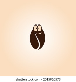 Coffee bean cute character. coffee bean icon smiling
