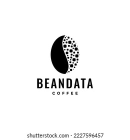 coffee bean data technology modern logo design vector