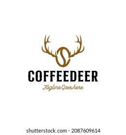 Coffee Bean with Deer Antler symbol Logo Design