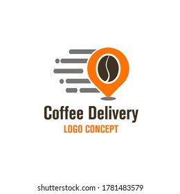 Coffee Bean Delivery With Point Logo Concept