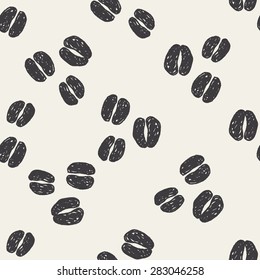 coffee bean doodle drawing seamless pattern background