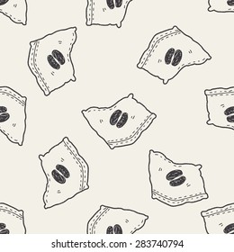 coffee bean doodle drawing seamless pattern background