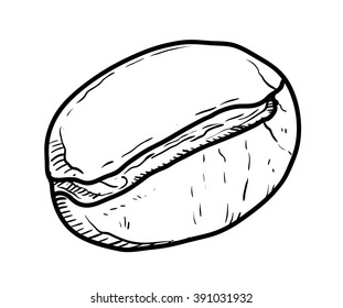 Coffee Bean Doodle, a hand drawn vector doodle illustration of a coffee bean.