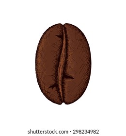 Coffee bean. Doodle. Isolated on white background. Vector Image Stock.