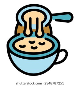 Coffee bean drink icon outline vector. Cezve pot. Cafe cup color flat