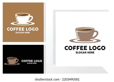 coffee bean drink logo design in brown color vector illustration