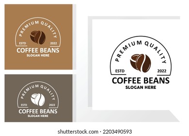 coffee bean drink logo design in brown color vector illustration