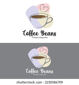 diseño del logotipo de la bebida de frijol café en color marrón ilustración vectorial