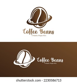 coffee bean drink logo design in brown color vector illustration