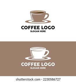 coffee bean drink logo design in brown color vector illustration