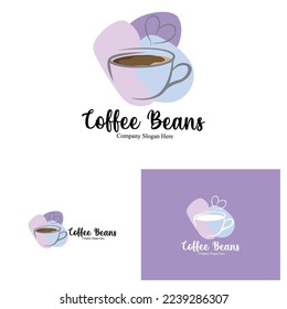 coffee bean drink logo design in brown color vector illustration