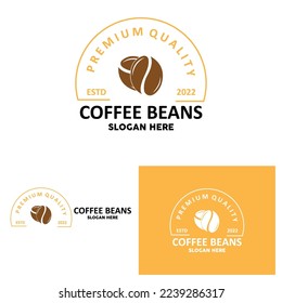 coffee bean drink logo design in brown color vector illustration