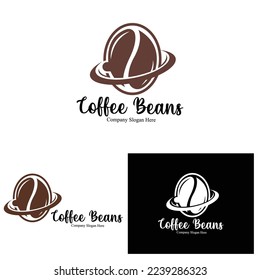 coffee bean drink logo design in brown color vector illustration