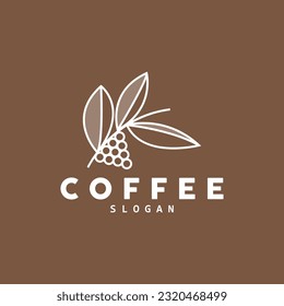 coffee bean drink logo design in brown color vector illustration