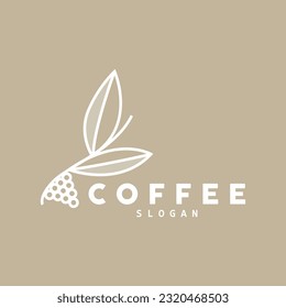 coffee bean drink logo design in brown color vector illustration