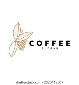 diseño del logotipo de la bebida de frijol café en color marrón ilustración vectorial