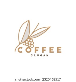 coffee bean drink logo design in brown color vector illustration