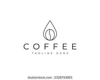 coffee bean drop drink line logo design