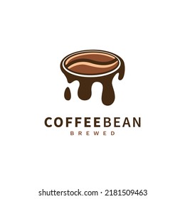 Coffee bean drop icon logo design, Coffee bean brewed vector illustration